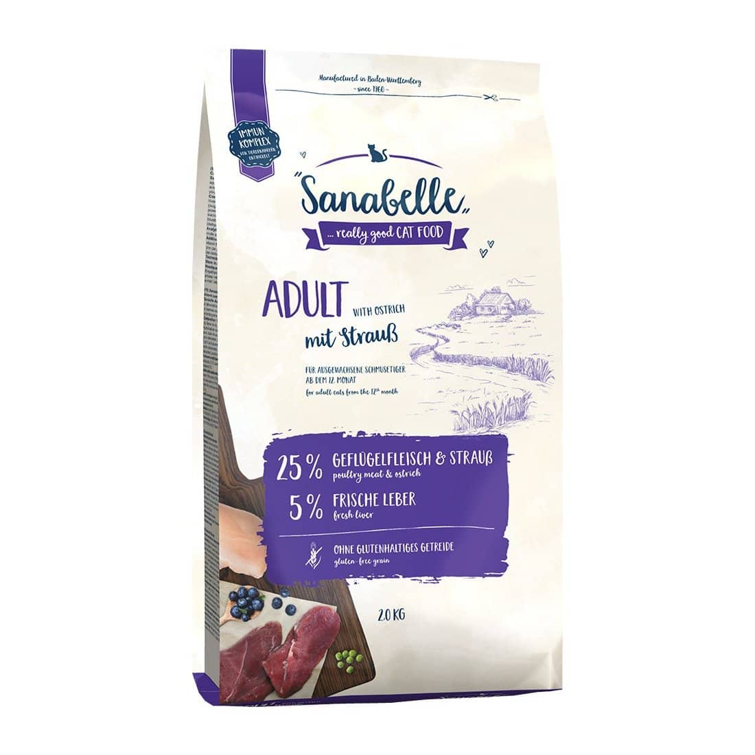 Sanabelle Adult OSTRICH sausā barība kaķiem Strauss 2kg